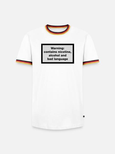 Warning: contains, nicotine, alcohol and bad - Men's Ringer Shirt - white/tricolour