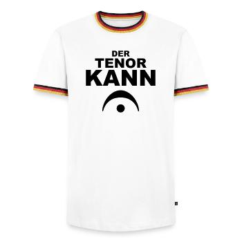 Der Tenor kann... - Männer Kontrast-T-Shirt - Weiß/Dreifarbig - Vorne - AI Model Female 172 light (172cm) & AI Model Male 185 light (185cm)