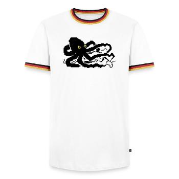 8bit pixel octopus - Men's Ringer Shirt - white/tricolour - Front - AI Model Female 172 light (172cm) & AI Model Male 185 light (185cm)
