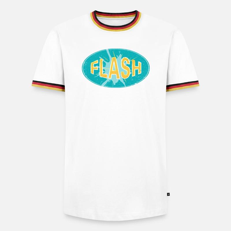 FLASH EMBLEM - Männer Kontrast-T-Shirt - Weiß/Dreifarbig