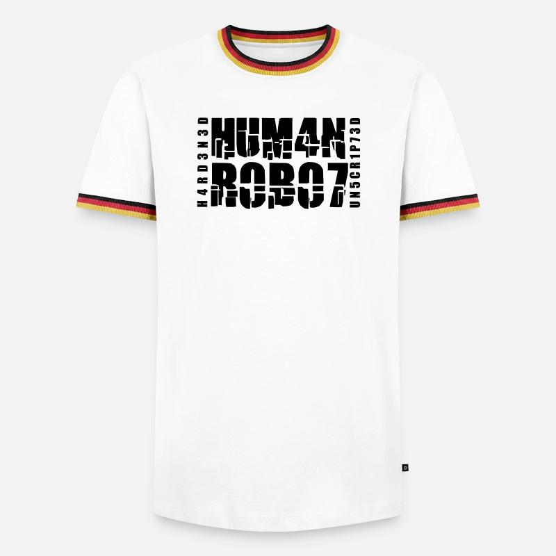 hardened human robot unscripted - Männer Kontrast-T-Shirt - Weiß/Dreifarbig