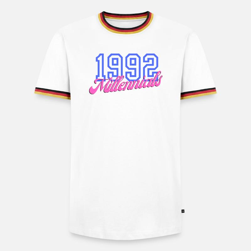 Retro 1992 Millennial Numeric Design - Men's Ringer Shirt - white/tricolour
