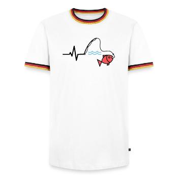 Pulse Fishing Rod Fish Colored - Men's Ringer Shirt - white/tricolour - Front - AI Model Female 172 light (172cm) & AI Model Male 185 light (185cm)