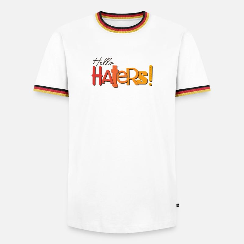 Hello Haters! Cooles Statement - Männer Kontrast-T-Shirt - Weiß/Dreifarbig