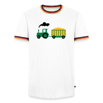 traktor kind geschenk - Männer Kontrast-T-Shirt - Weiß/Dreifarbig - Vorne - AI Model Female 172 light (172cm) & AI Model Male 185 light (185cm)