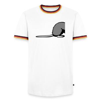Ratte Rückseite Halb Lustig Schwanz Nagetier Tier - Männer Kontrast-T-Shirt - Weiß/Dreifarbig - Vorne - AI Model Female 172 light (172cm) & AI Model Male 185 light (185cm)