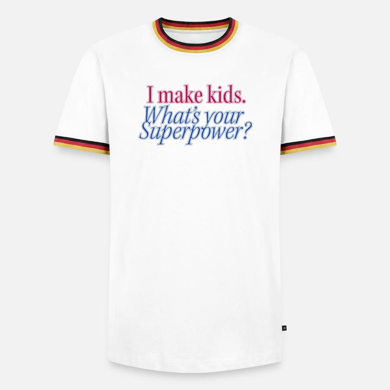 Superkraft Elternsein Statement - Männer Kontrast-T-Shirt - Weiß/Dreifarbig