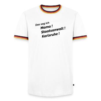 Das sag ich - Männer Kontrast-T-Shirt - Weiß/Dreifarbig - Vorne - AI Model Female 172 light (172cm) & AI Model Male 185 light (185cm)