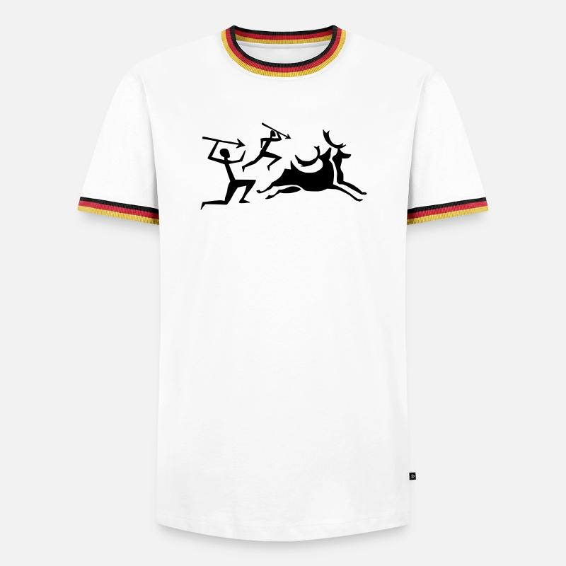 Höhlenmalerei Jäger - Männer Kontrast-T-Shirt - Weiß/Dreifarbig