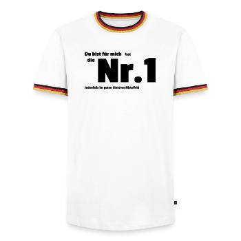 Numéro un - T-shirt contrasté Homme - blanc/tricolore - Devant - AI Model Female 172 light (172cm) & AI Model Male 185 light (185cm)