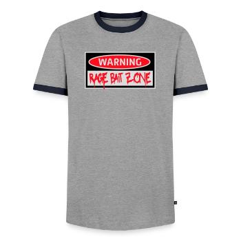 Avertissement Rage Appât Attention Zone Panneau Amusant Avertissement - T-shirt contrasté Homme - gris/marine  - Devant - AI Model Female 172 light (172cm) & AI Model Male 178 light (178cm)