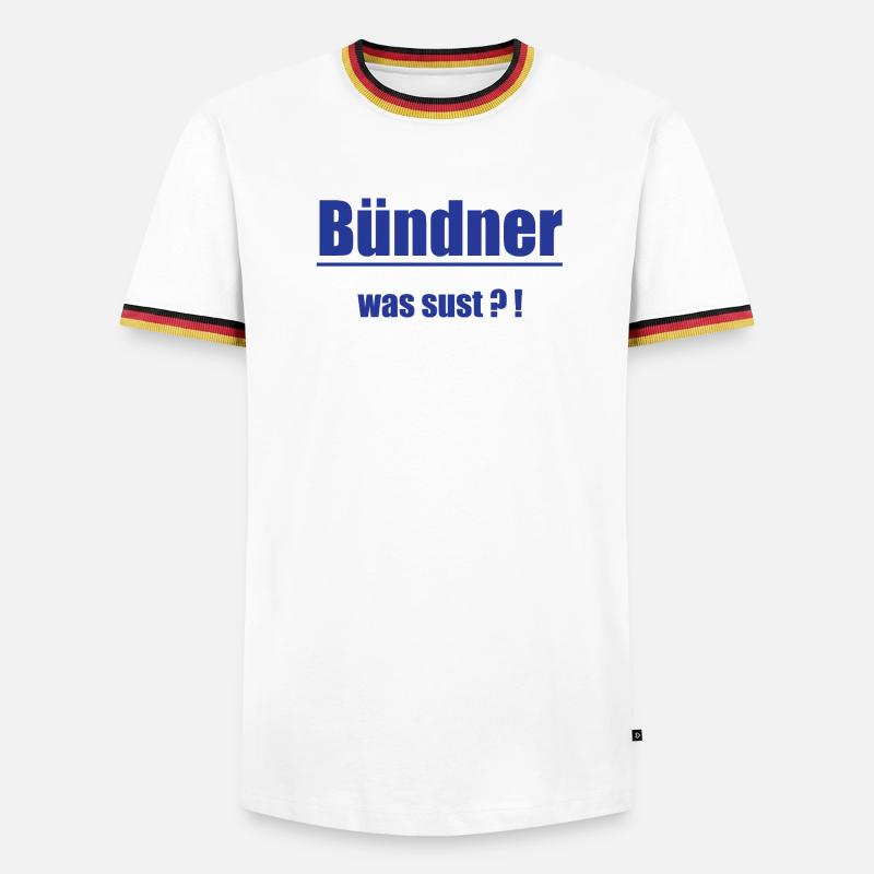 Bündner Was Sust?! - Männer Kontrast-T-Shirt - Weiß/Dreifarbig