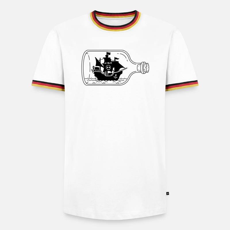 pirate ship in bottle - Men's Ringer Shirt - white/tricolour