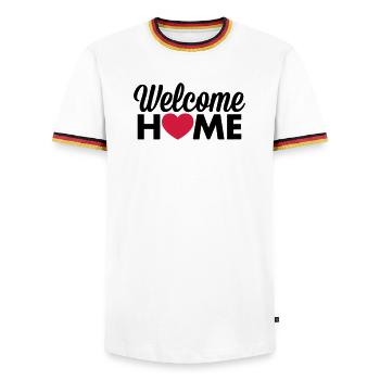 Coeur de Welcome Home - T-shirt contrasté Homme - blanc/tricolore - Devant - AI Model Female 172 light (172cm) & AI Model Male 185 light (185cm)