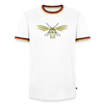 Feather moth - Men's Ringer Shirt - white/tricolour - Front - AI Model Female 172 light (172cm) & AI Model Male 185 light (185cm)
