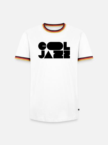 Bold cool jazz logo design - Men's Ringer Shirt - white/tricolour