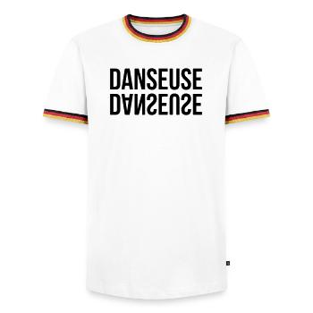Dancer - Dance - Men's Ringer Shirt - white/tricolour - Front - AI Model Female 172 light (172cm) & AI Model Male 185 light (185cm)