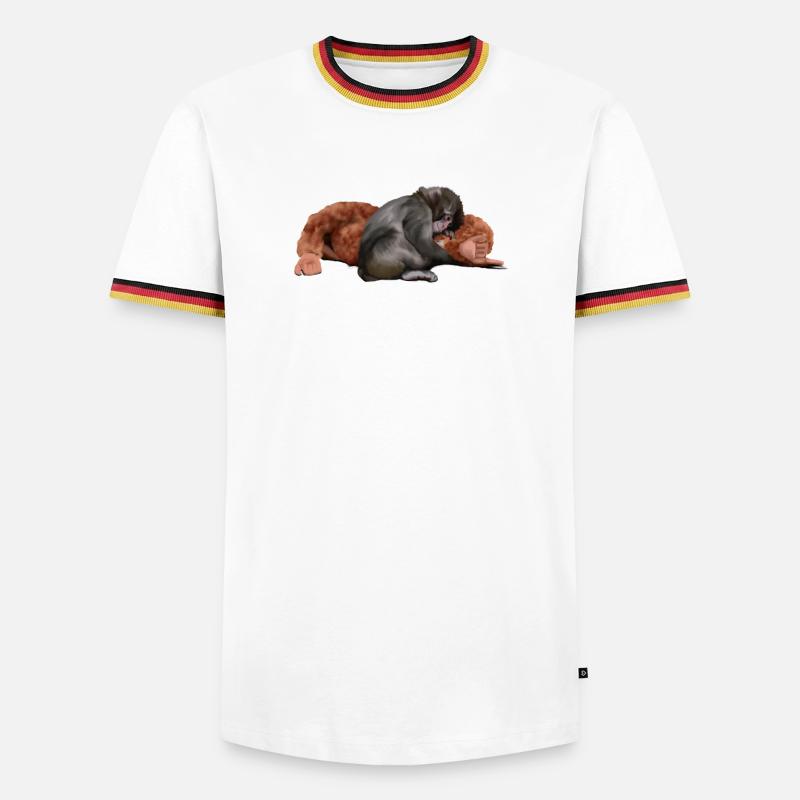 Punch - das Äffchen - Männer Kontrast-T-Shirt - Weiß/Dreifarbig