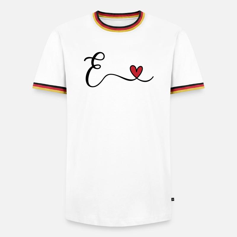 Buchstabe E Monogramm - Männer Kontrast-T-Shirt - Weiß/Dreifarbig