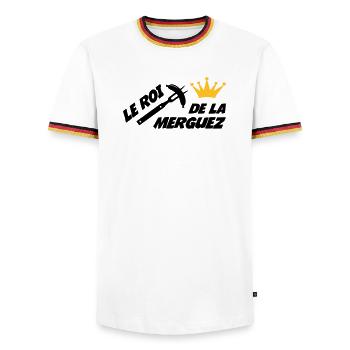 Le Roi de la Merguez ! - T-shirt contrasté Homme - blanc/tricolore - Devant - AI Model Female 172 light (172cm) & AI Model Male 185 light (185cm)