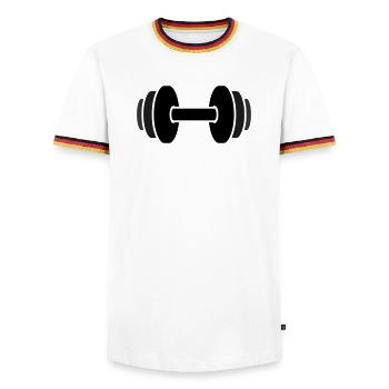 Hantel Gewichte Fitness Gym - Männer Kontrast-T-Shirt - Weiß/Dreifarbig - Vorne - AI Model Female 172 light (172cm) & AI Model Male 185 light (185cm)