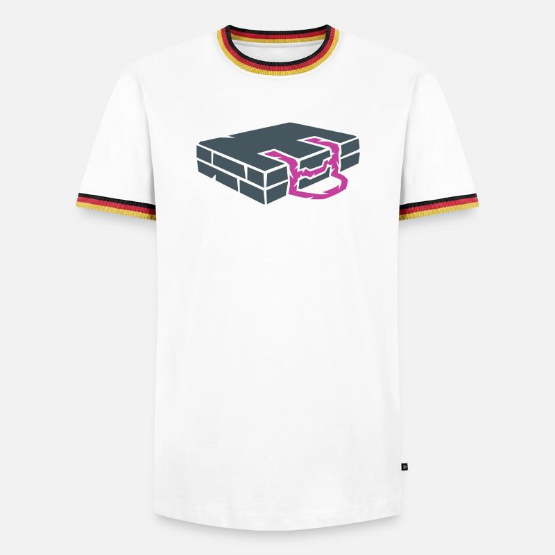 Bouldermatte Crashpad Klettern - Männer Kontrast-T-Shirt - Weiß/Dreifarbig