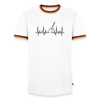 verbesserte_egitarre - T-shirt contrasté Homme - blanc/tricolore - Devant - AI Model Female 172 light (172cm) & AI Model Male 185 light (185cm)