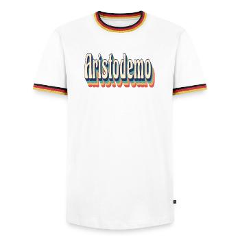 T-shirt rétro vintage Aristodemo - T-shirt contrasté Homme - blanc/tricolore - Devant - AI Model Female 172 light (172cm) & AI Model Male 185 light (185cm)