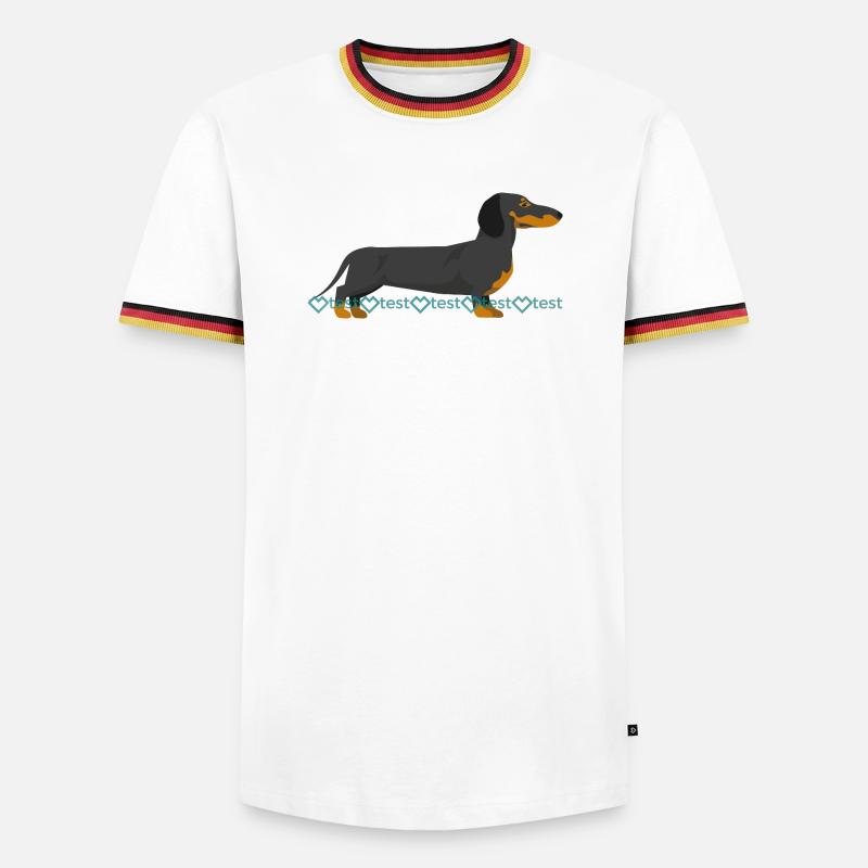 Dachshund silhouette with watermark pattern - Men's Ringer Shirt - white/tricolour