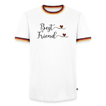 Beste Freunde - Männer Kontrast-T-Shirt - Weiß/Dreifarbig - Vorne - AI Model Female 172 light (172cm) & AI Model Male 185 light (185cm)