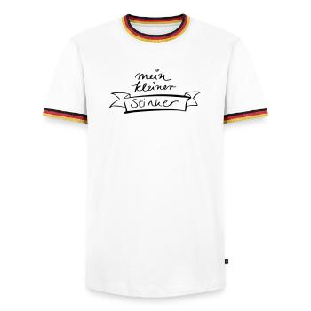 mein kleiner Stinker - Männer Kontrast-T-Shirt - Weiß/Dreifarbig - Vorne - AI Model Female 172 light (172cm) & AI Model Male 185 light (185cm)