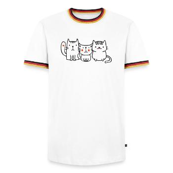 Cats, Friends - Men's Ringer Shirt - white/tricolour - Front - AI Model Female 172 light (172cm) & AI Model Male 185 light (185cm)