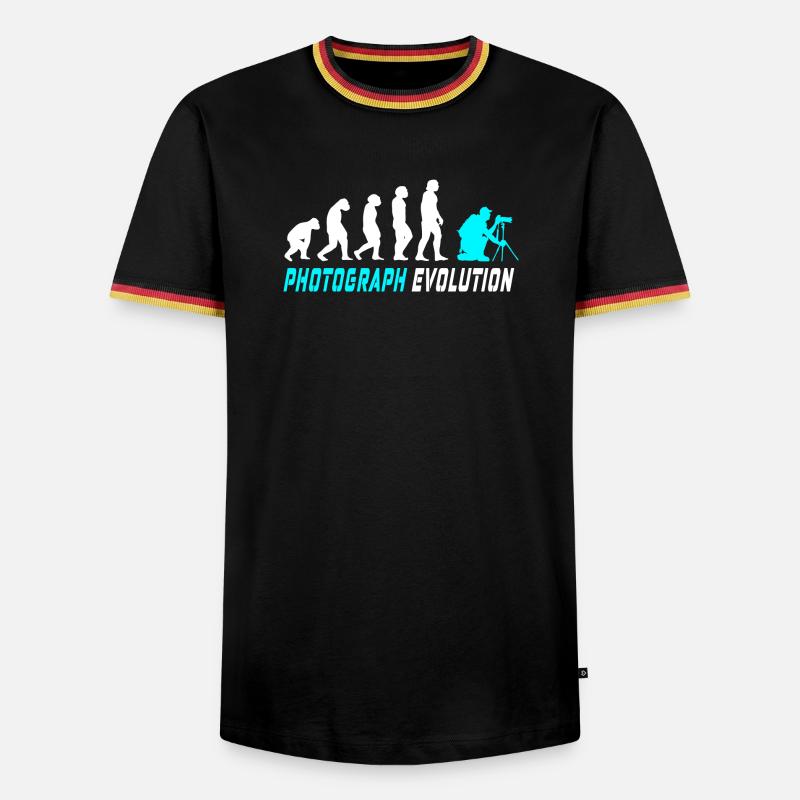 Fotograf Evolution - Männer Kontrast-T-Shirt - Schwarz/Dreifarbig