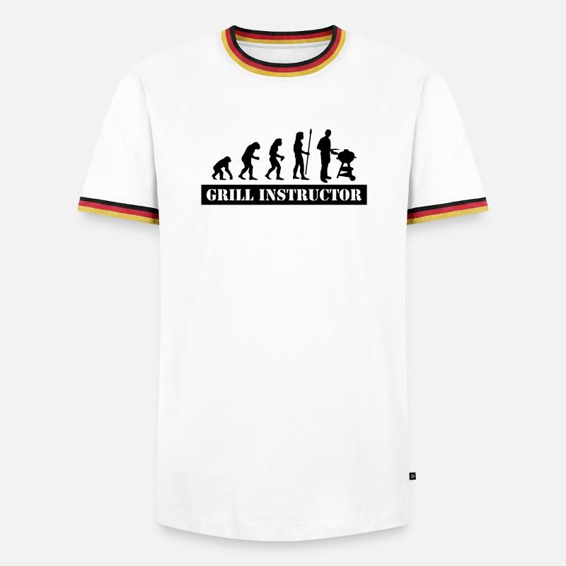 evolution grill instructor - Männer Kontrast-T-Shirt - Weiß/Dreifarbig