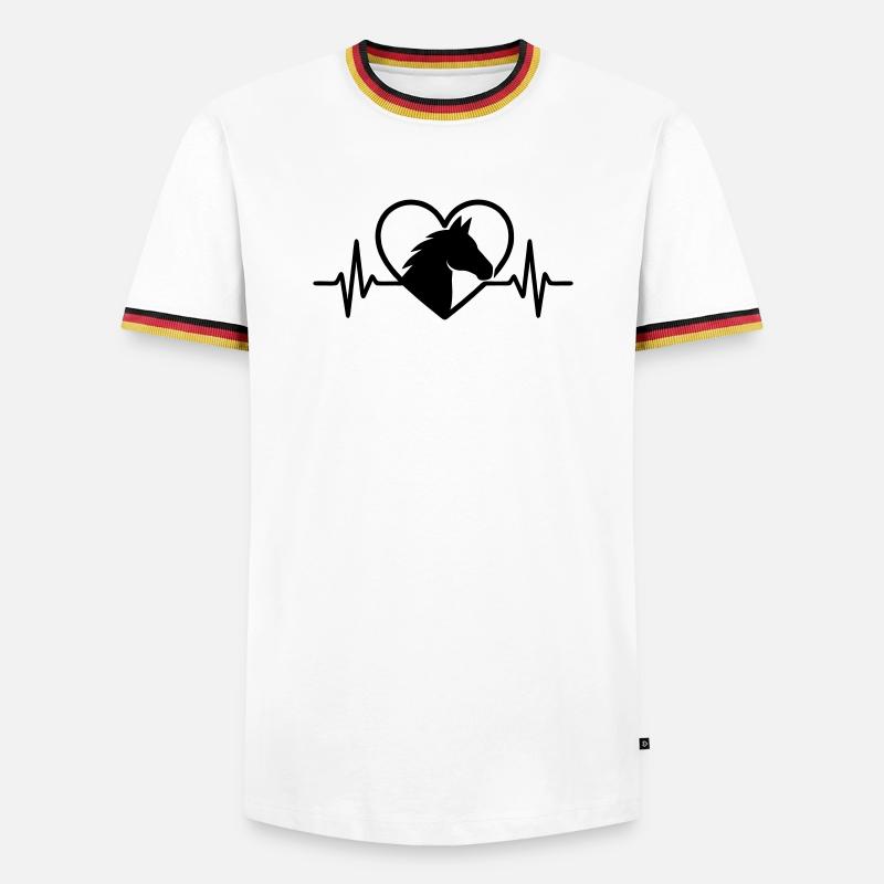 Pferd Herz - Männer Kontrast-T-Shirt - Weiß/Dreifarbig