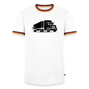 Lkw Logo - Männer Kontrast-T-Shirt - Weiß/Dreifarbig - Vorne - AI Model Female 172 light (172cm) & AI Model Male 185 light (185cm)
