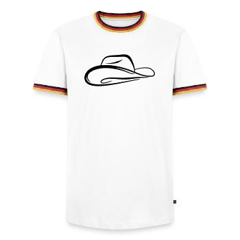 Skizze Cowboyhut - Männer Kontrast-T-Shirt - Weiß/Dreifarbig - Vorne - AI Model Female 172 light (172cm) & AI Model Male 185 light (185cm)