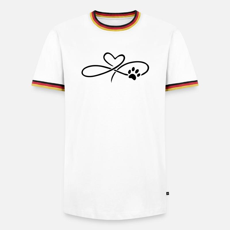 Infinity Herz mit Pfote Hund Katze - Männer Kontrast-T-Shirt - Weiß/Dreifarbig