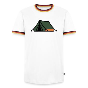 Zelt Camping Sommerlager Pfadfinder Outdoor - Männer Kontrast-T-Shirt - Weiß/Dreifarbig - Vorne - AI Model Female 172 light (172cm) & AI Model Male 185 light (185cm)