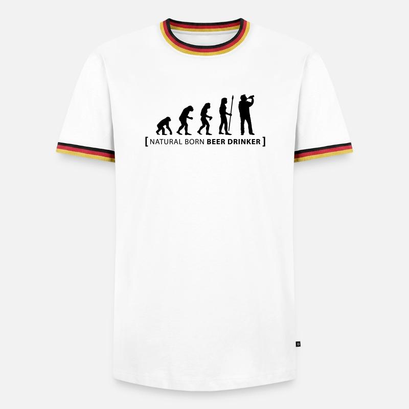 evolution_beer_drinker - T-shirt contrasté Homme - blanc/tricolore