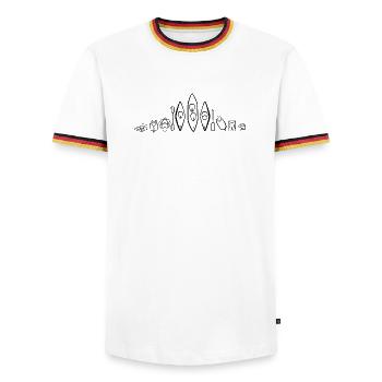 Kanuequipment schwarz - Männer Kontrast-T-Shirt - Weiß/Dreifarbig - Vorne - AI Model Female 172 light (172cm) & AI Model Male 185 light (185cm)