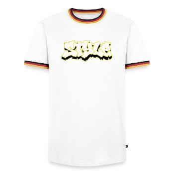 Style - T-shirt contrasté Homme - blanc/tricolore - Devant - AI Model Female 172 light (172cm) & AI Model Male 185 light (185cm)