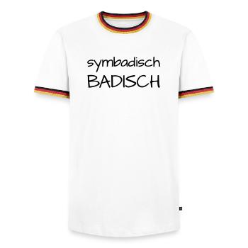 Symbadisch Badisch - Männer Kontrast-T-Shirt - Weiß/Dreifarbig - Vorne - AI Model Female 172 light (172cm) & AI Model Male 185 light (185cm)
