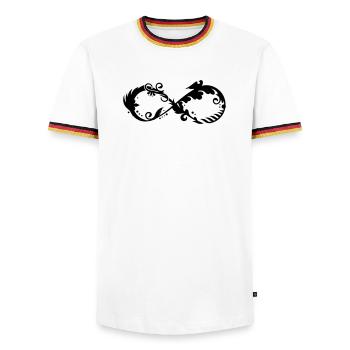 Symbol der Unendlichkeit - Männer Kontrast-T-Shirt - Weiß/Dreifarbig - Vorne - AI Model Female 172 light (172cm) & AI Model Male 185 light (185cm)
