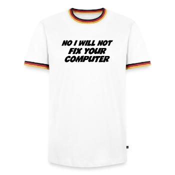 No I will not fix your computer - T-shirt contrasté Homme - blanc/tricolore - Devant - AI Model Female 172 light (172cm) & AI Model Male 185 light (185cm)