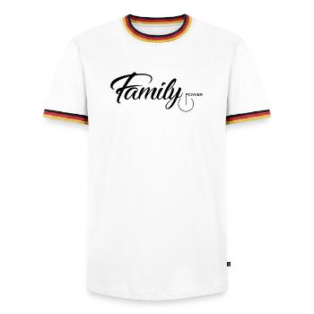 le pouvoir familial - T-shirt contrasté Homme - blanc/tricolore - Devant - AI Model Female 172 light (172cm) & AI Model Male 185 light (185cm)