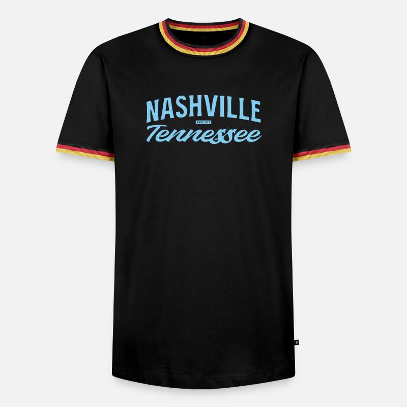 Nashville Script Blau - Männer Kontrast-T-Shirt - Schwarz/Dreifarbig