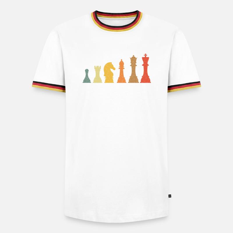 Schach Evolution Vintage Retro - Männer Kontrast-T-Shirt - Weiß/Dreifarbig