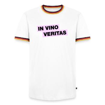 In Vino Veritas - Männer Kontrast-T-Shirt - Weiß/Dreifarbig - Vorne - AI Model Female 172 light (172cm) & AI Model Male 185 light (185cm)