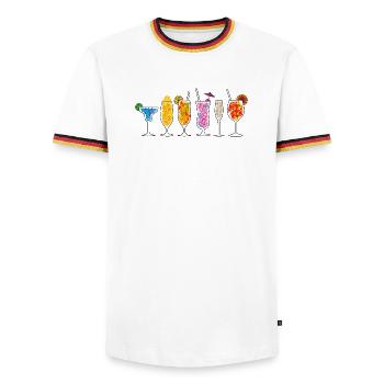 Boissons d’été - T-shirt contrasté Homme - blanc/tricolore - Devant - AI Model Female 172 light (172cm) & AI Model Male 185 light (185cm)